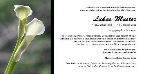 Danksagungskarten Trauer Lilie