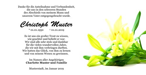 Danksagungskarten Trauer Lilie