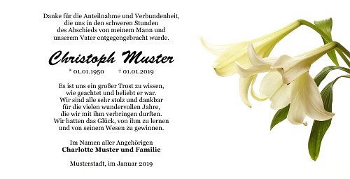 Danksagungskarten Trauer Lilie