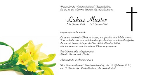 Danksagungskarten Trauer Lilie