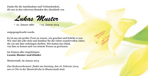 Danksagungskarten Trauer Lilie