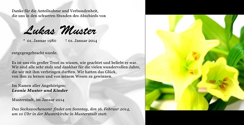 Danksagungskarten Trauer Lilie