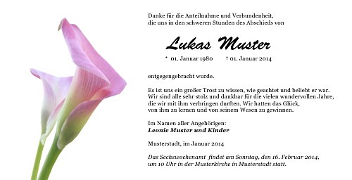 Danksagungskarten Trauer Lilie