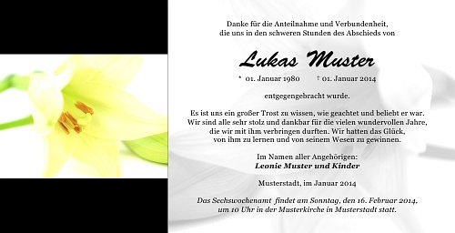 Danksagungskarten Trauer Lilie