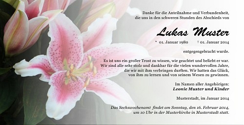 Danksagungskarten Trauer Lilie