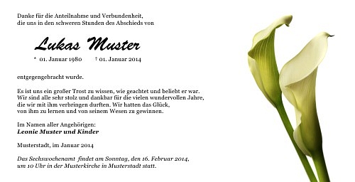 Danksagungskarten Trauer Lilie