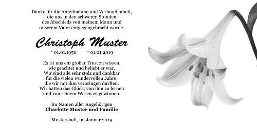 Danksagungskarten Trauer Lilie