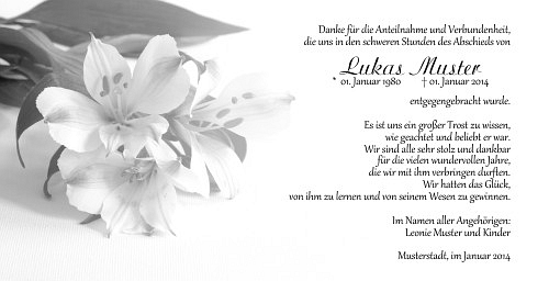 Danksagungskarten Trauer Lilie