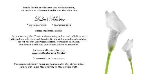 Danksagungskarten Trauer Lilie