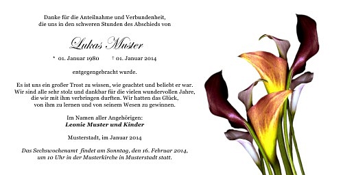 Danksagungskarten Trauer Lilie