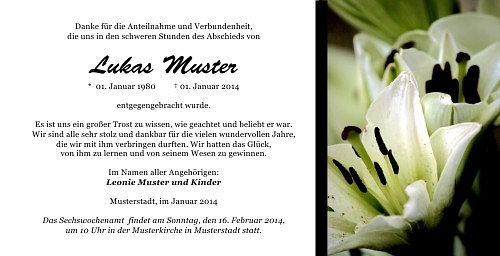 Danksagungskarten Trauer Lilie