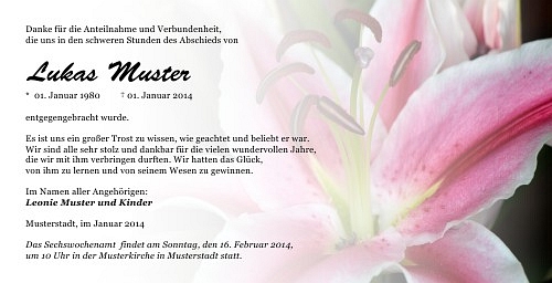 Danksagungskarten Trauer Lilie