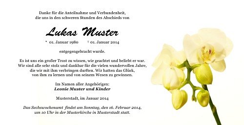 Danksagungskarten Trauer Orchidee