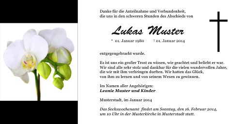 Danksagungskarten Trauer Orchidee