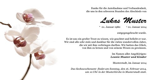 Danksagungskarten Trauer Orchidee