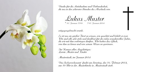 Danksagungskarten Trauer Orchidee