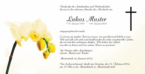 Danksagungskarten Trauer Orchidee