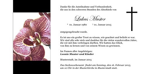 Danksagungskarten Trauer Orchidee
