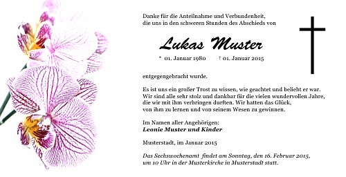 Danksagungskarten Trauer Orchidee