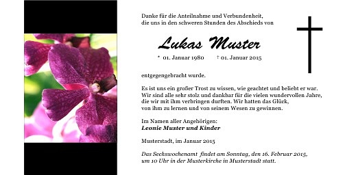 Danksagungskarten Trauer Orchidee