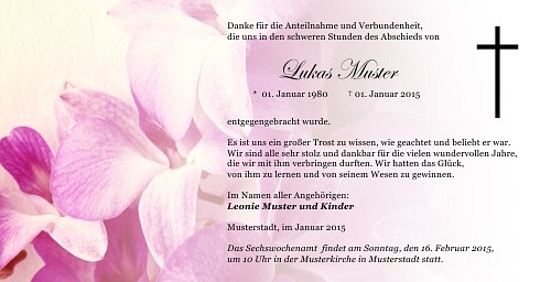 Danksagungskarten Trauer Orchidee