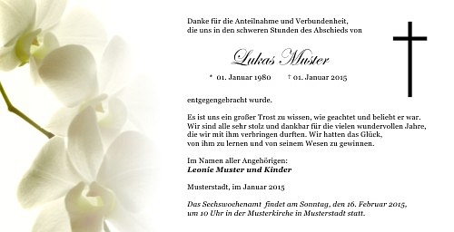 Danksagungskarten Trauer Orchidee