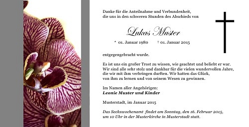 Danksagungskarten Trauer Orchidee