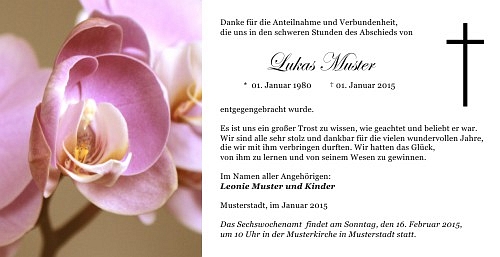 Danksagungskarten Trauer Orchidee