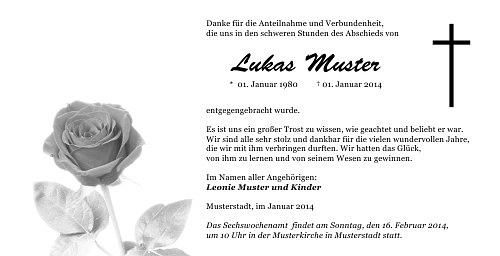 Danksagungskarten Trauer Rose