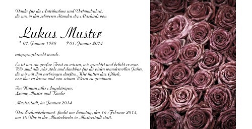 Danksagungskarten Trauer Rose