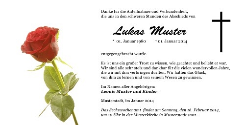 Danksagungskarten Trauer Rose