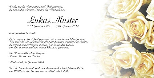 Danksagungskarten Trauer Rose