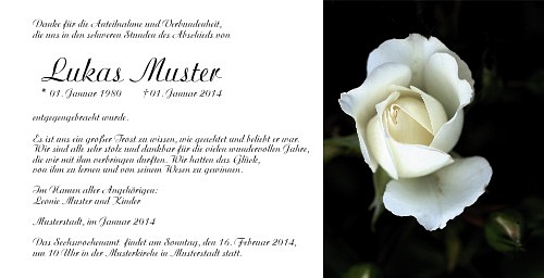 Danksagungskarten Trauer Rose