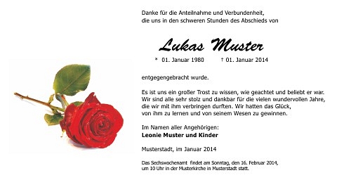 Danksagungskarten Trauer Rose