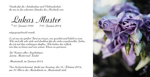 Danksagungskarten Trauer Rose