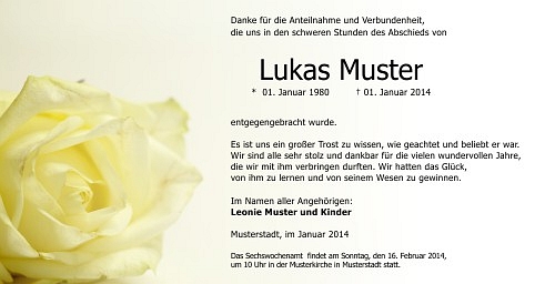 Danksagungskarten Trauer Rose