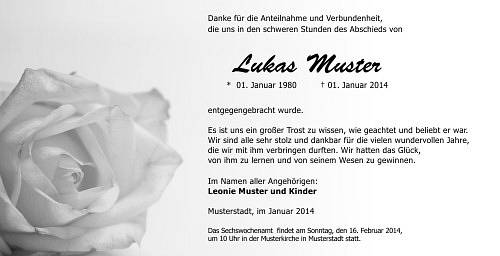 Danksagungskarten Trauer Rose