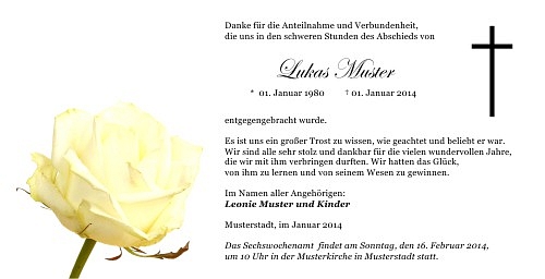 Danksagungskarten Trauer Rose