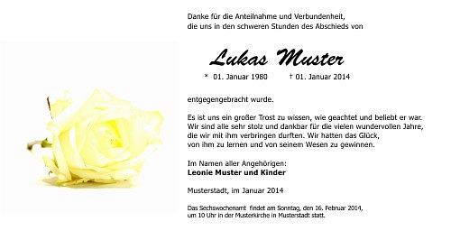 Danksagungskarten Trauer Rose