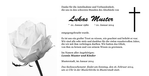 Danksagungskarten Trauer Rose