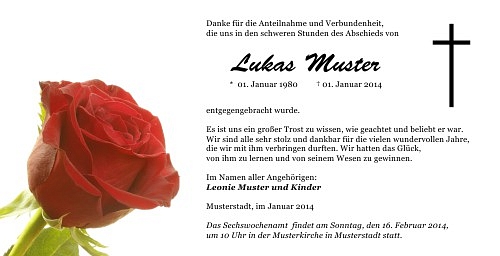 Danksagungskarten Trauer Rose