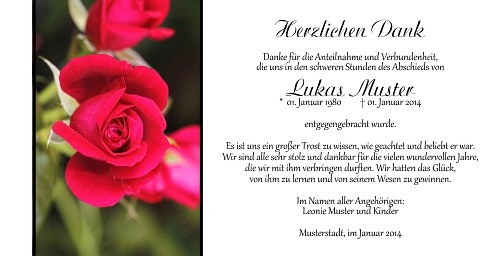 Danksagungskarten Trauer Rose