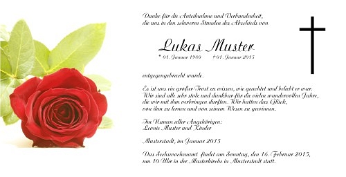 Danksagungskarten Trauer Rose