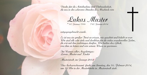 Danksagungskarten Trauer Rose