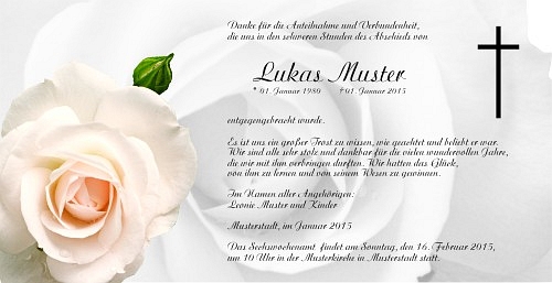 Danksagungskarten Trauer Rose