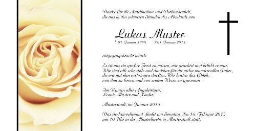 Danksagungskarten Trauer Rose