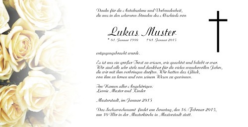 Danksagungskarten Trauer Rose