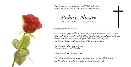 Danksagungskarten Trauer Rose