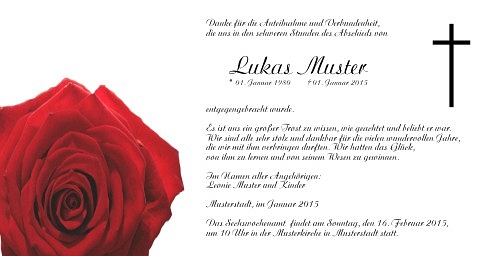 Danksagungskarten Trauer Rose