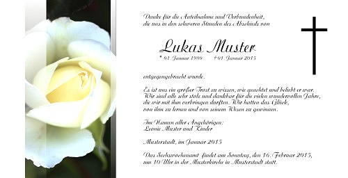 Danksagungskarten Trauer Rose